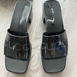 Gucci rubber heels slides